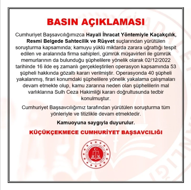 16 ilde eş zamanlı "hayali ihracat" operasyonu: 40 gözaltı
