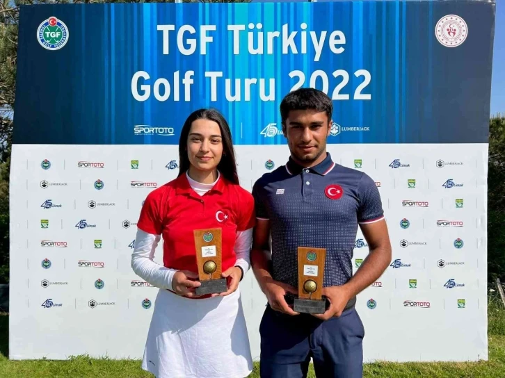 2022 TGF Türkiye Golf Turu Şampiyonları İbrahim Tarık Aslan ve İrem Demir
