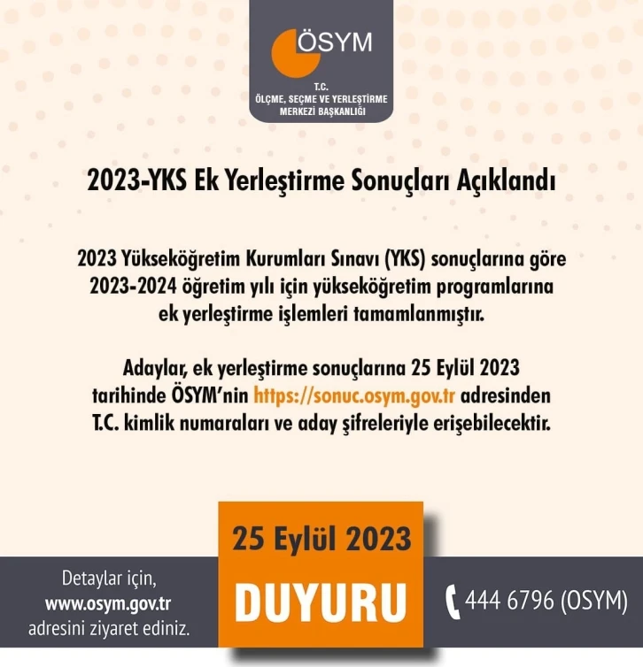 2023-YKS ek tercih sonuçları açıklandı
