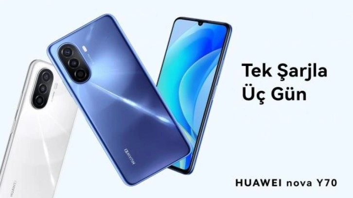 6 bin mAh bataryalı HUAWEI nova Y70'de şarj en az 3 gün gidiyor