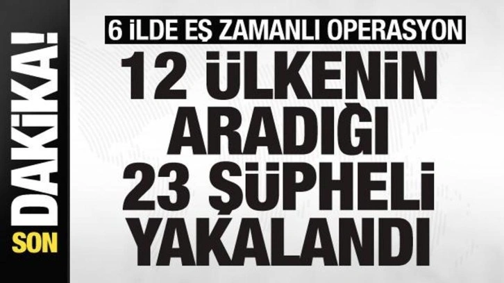 6 ilde eş zamanlı operasyon! 12 ülkenin aradığı 23 şüpheli kıskıvrak yakalandı