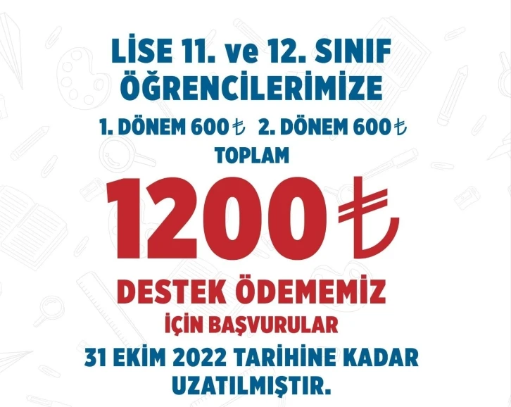 70 bin öğrenciye yapılacak bin 200 TL’lik destekte son başvuru tarihi uzatıldı
