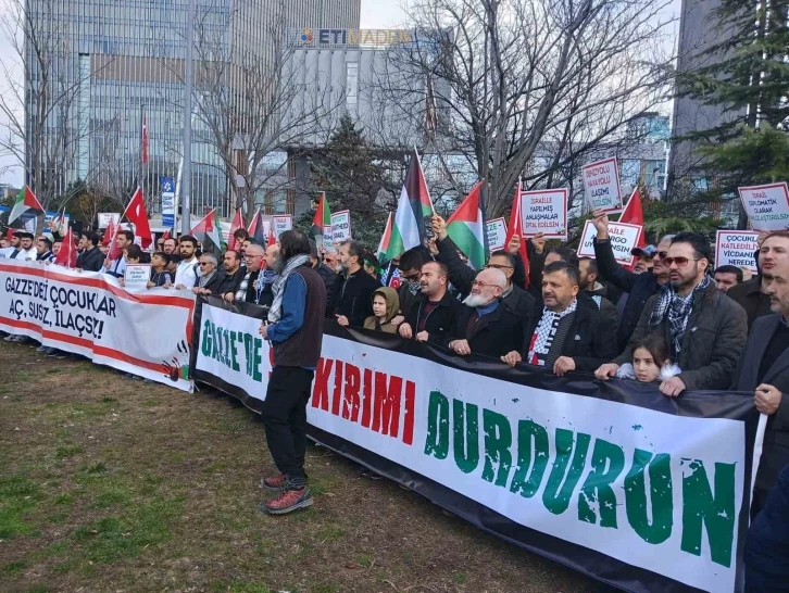 ABD Ankara Büyükelçiliği önünde İsrail’e protesto
