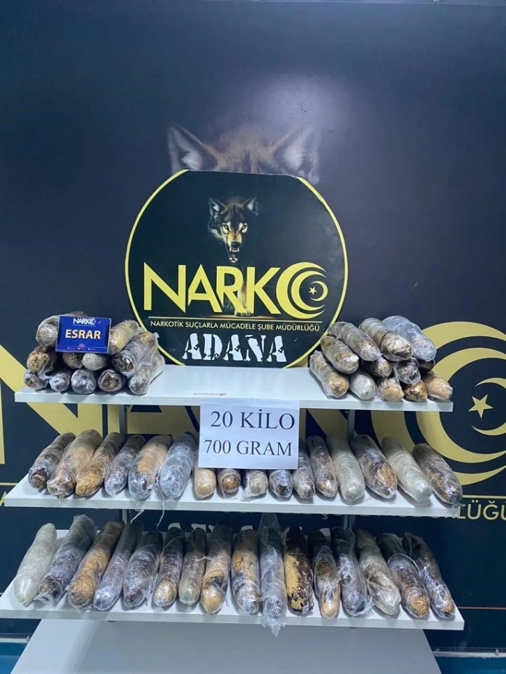 Adana’da 20 kilo 700 gram esrar ele geçirildi, 1 kişi tutuklandı
