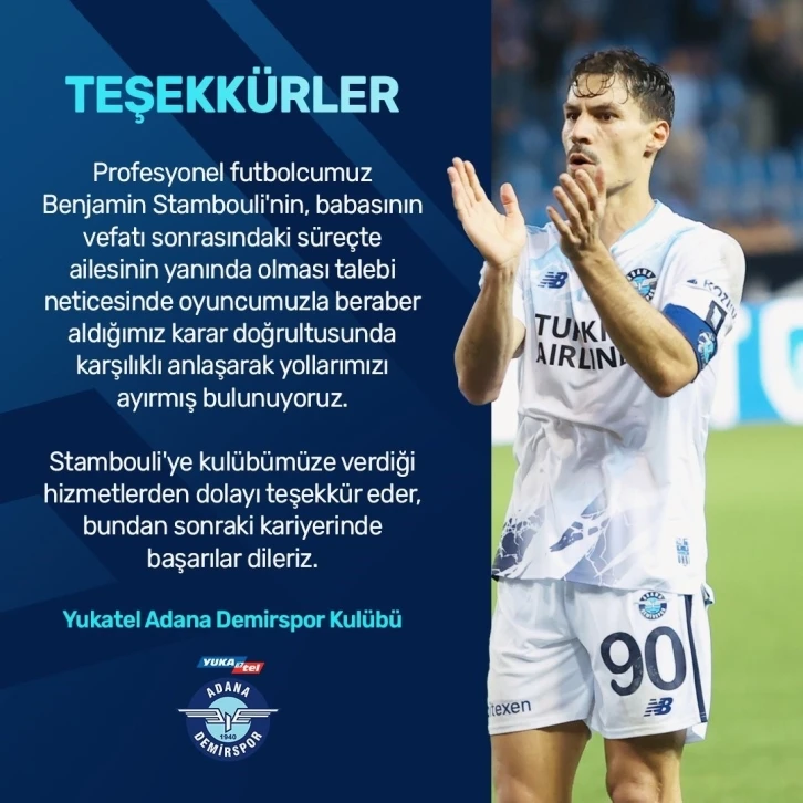 Adana Demirspor’da Benjamin Stambouli ile yollar ayrıldı
