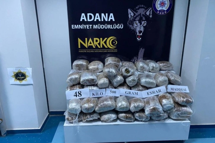 Adana'da 48 kilo 500 gram esrar ele geçirildi