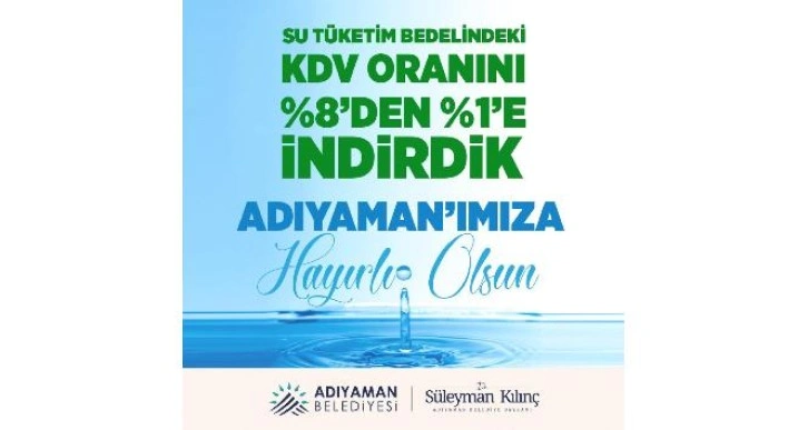 Adıyaman Belediyesi su da KDV indirimine gitti