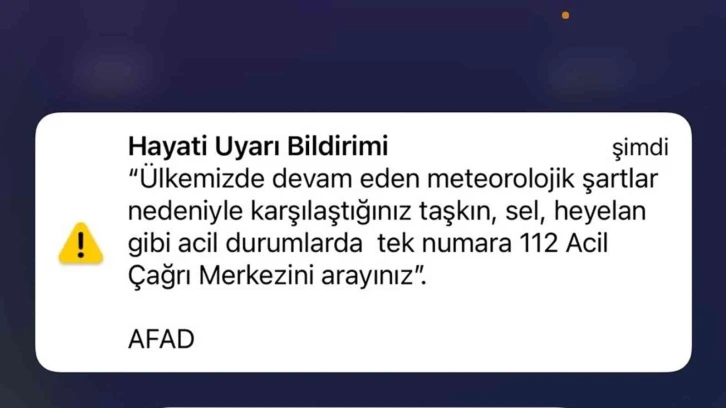 AFAD’dan hayati uyarı bildirimi