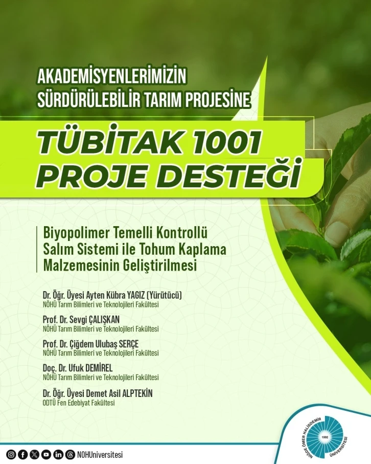 Akademisyenlerimiz Sürdürülebilir Tarım Projesine TÜBİTAK Desteği
