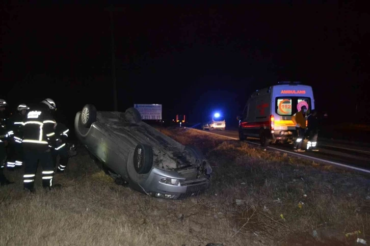 Alkollü sürücü takla atan araçtan burnu kanamadan çıktı
