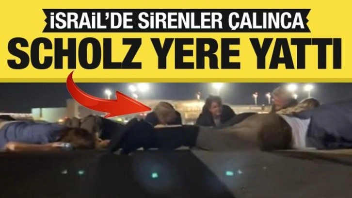 Almanya Başbakanı Scholz, İsrail'den ayrılmak üzereyken sirenler çalınca yere yattı