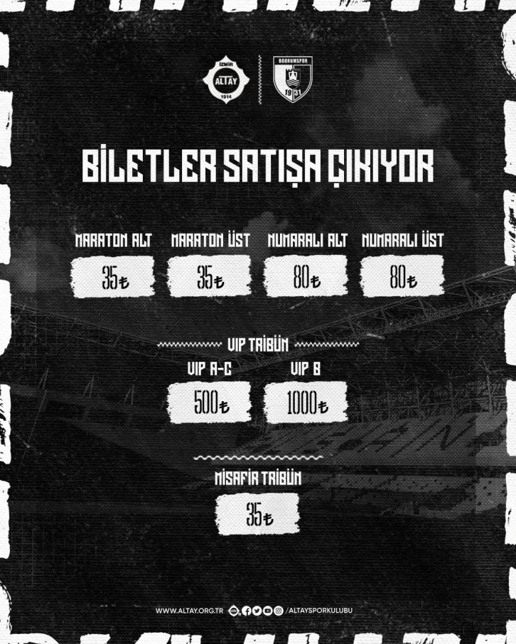 Altay - Bodrumspor maçının biletleri satışta
