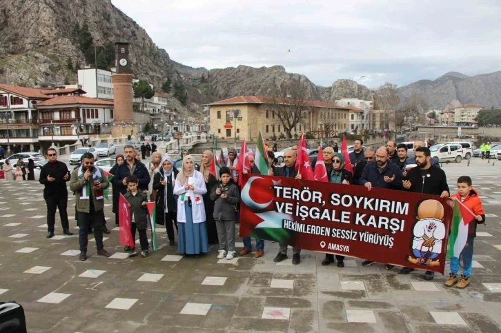 Amasya’da hekim ve sağlık çalışanlarından İsrail’e tepki yürüyüşü
