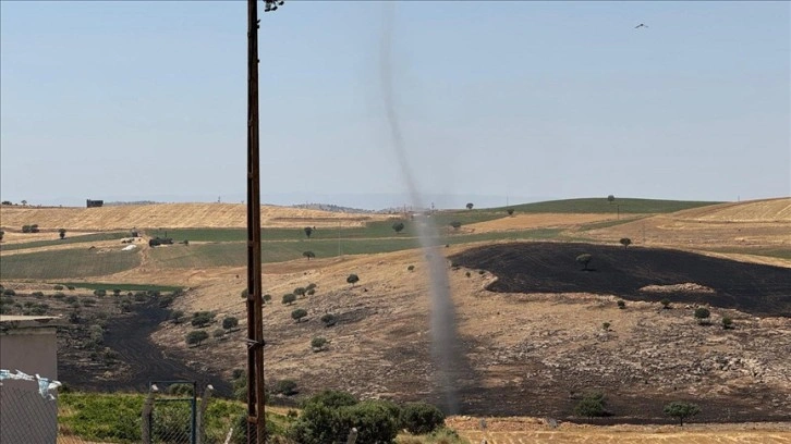 Anız yangınından etkilenen Diyarbakır'daki kırsal mahallede hortum oluştu