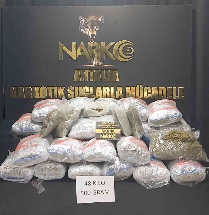 Antalya’da 48 kilogram uyuşturucu ele geçirildi: 4 gözaltı
