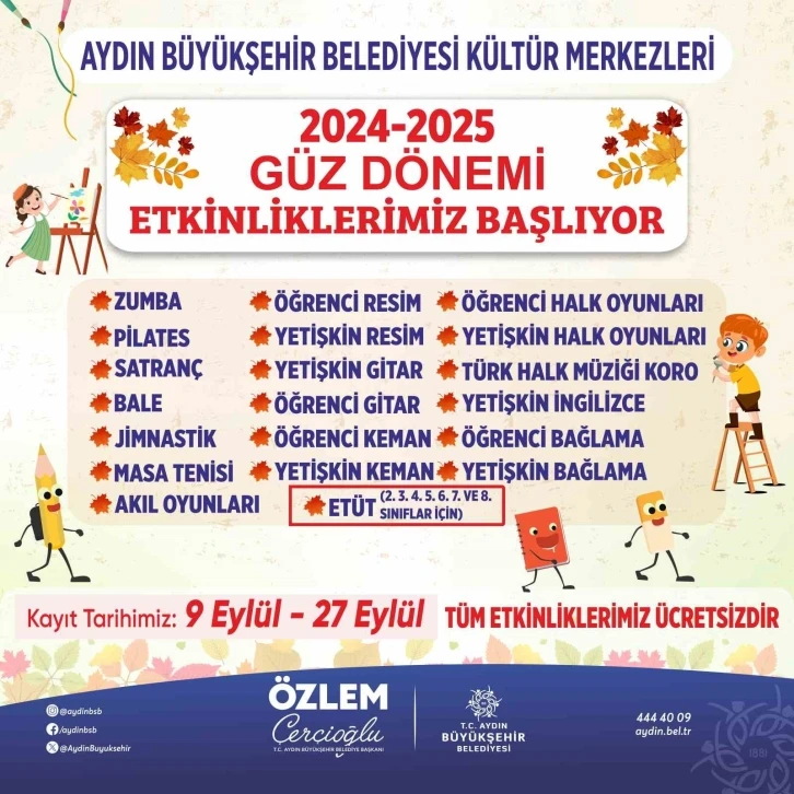 Aydın Büyükşehir Belediyesi’nin güz dönemi etkinlikleri başlıyor
