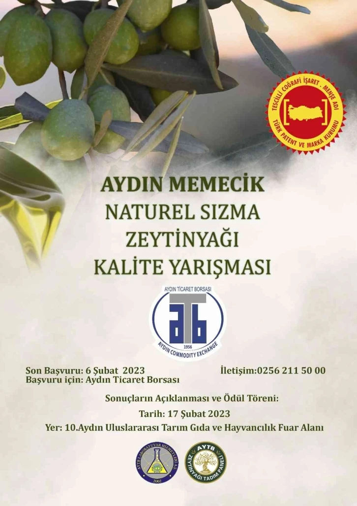 Aydın Memecik Naturel Sızma Zeytinyağı Kalite Yarışması için başvurular başladı
