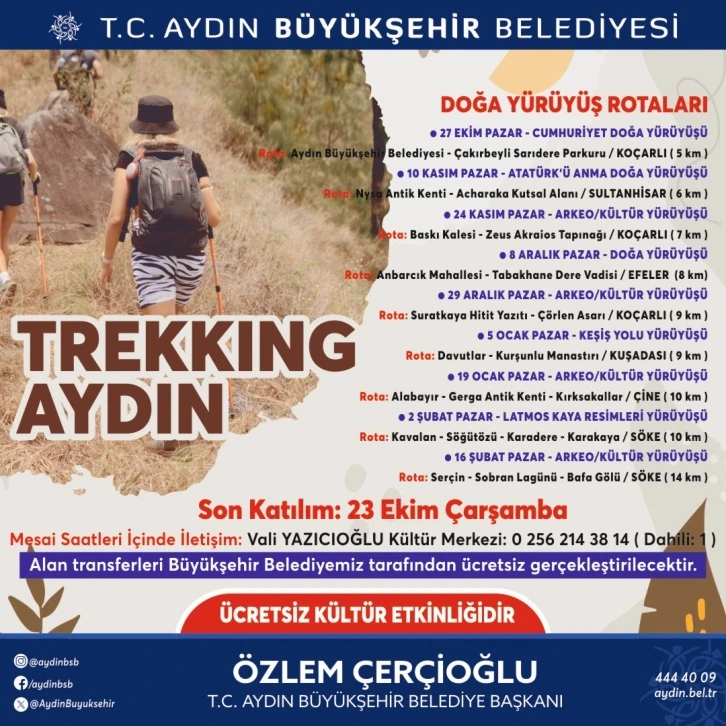 Başkan Çerçioğlu, doğaseverleri "Trekking Aydın" etkinliği ile buluşturuyor
