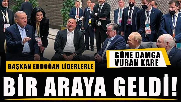 Başkan Erdoğan liderlerle bir araya geldi! Güne damga vuran kare!