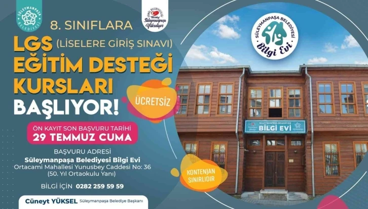 Bilgi Evi LGS kursları için son başvuru tarihi 29 Temmuz
