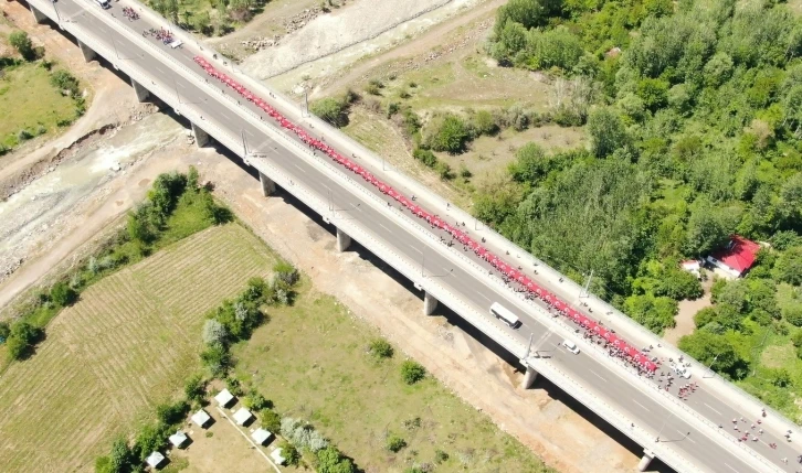 Bingöl’de 200 metrelik Türk bayrağıyla yürüdüler
