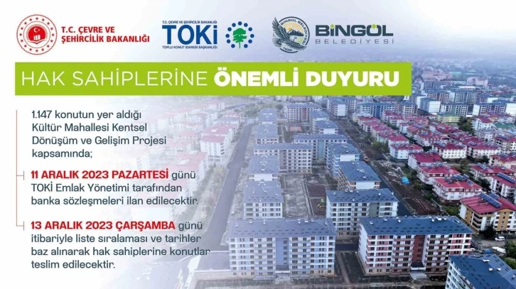 Bingöl’de kentsel dönüşümde teslimat süreci başladı
