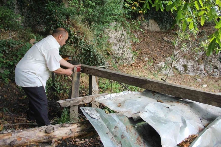 Bir Karadeniz klasiği: Kovanlarını ayılardan korumak için ‘ayısavar’ yaptı
