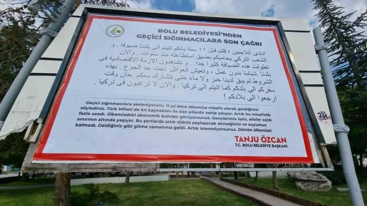 Bolu Belediye Başkanı Özcan’ın sığınmacılara karşı ilanı savcılık kararıyla toplatıldı
