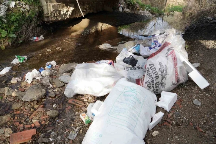 Bursa Ovası’nın tarımsal sulama ihtiyacını karşılayan dere kızıla büründü
