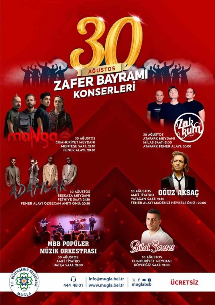 Büyükşehir Belediyesi Zafer Bayramı’nı konserlerle kutlayacak
