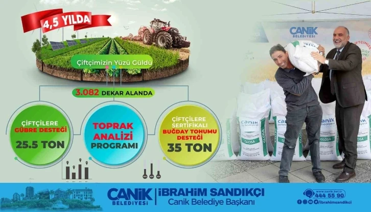 Canik’te çiftçilere 25,5 ton gübre ve 35 ton buğday tohumu desteği
