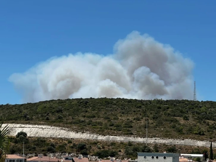 Çeşme’deki orman yangınına havadan ve karadan müdahale
