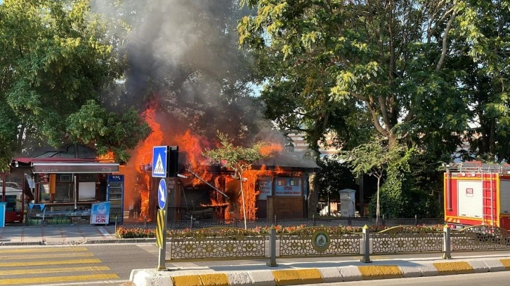 Çiçekçi dükkanında yangın