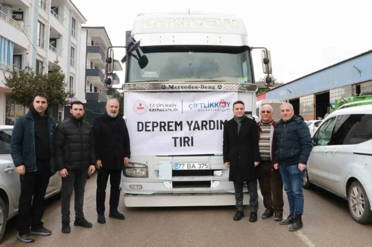 Çiftlikköy’den 2. yardım tırı Hatay’a uğurlandı
