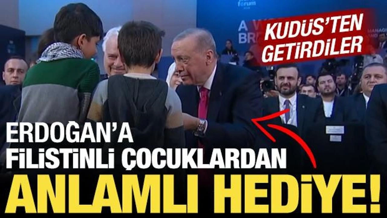 Cumhurbaşkanı Erdoğan'a Filistinli çocuklardan duygulandıran hediye!