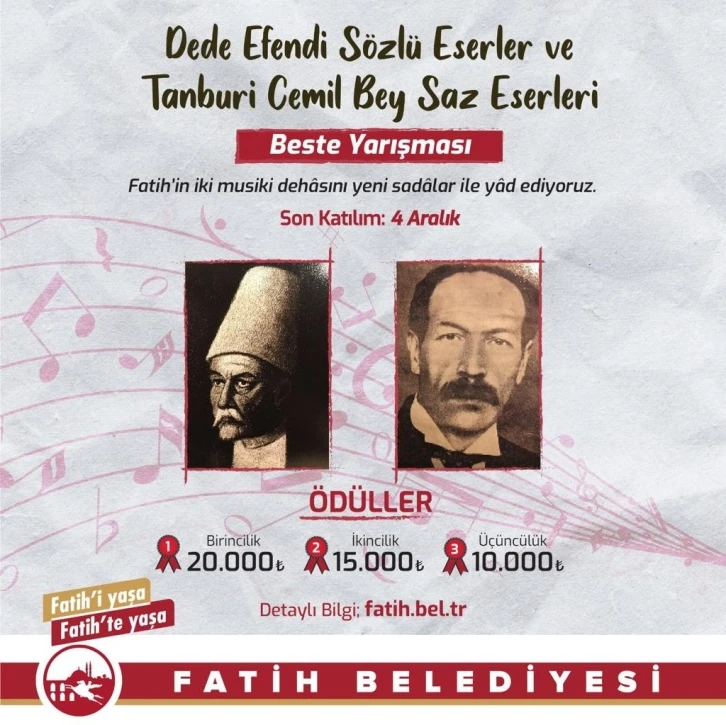 Dede Efendi ve Tanburi Cemil Bey yarışmayla anılacak
