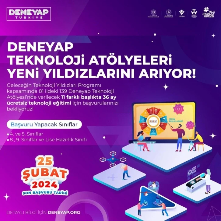 Deneyap Teknoloji Atölyeleri için başvurular devam ediyor
