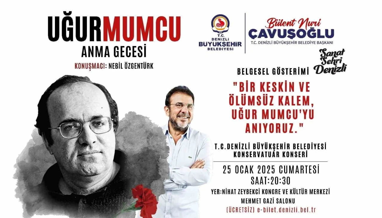 Denizli Büyükşehirden Türk basınının unutulmaz isimlerinden Uğur Mumcu’ya anma gecesi
