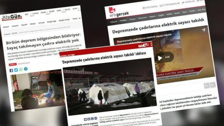 Deprem bölgesindeki çadırlarda takılı olan elektrik sayaçları hakkında açıklama