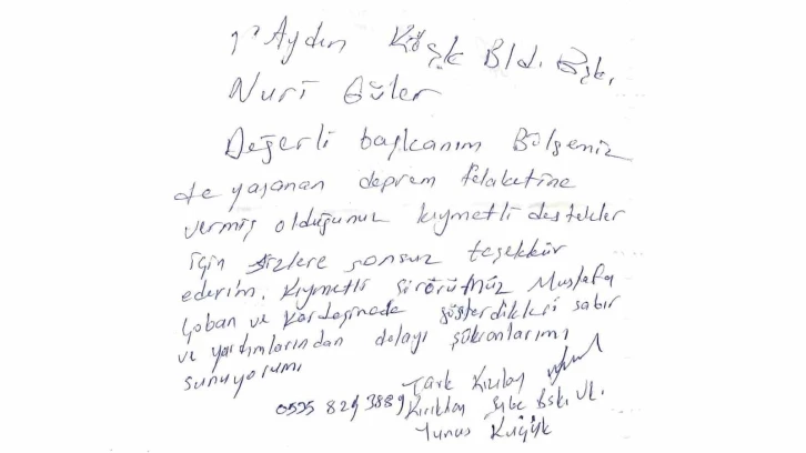 Deprem bölgesinden, Başkan Güler’e anlamlı mesaj
