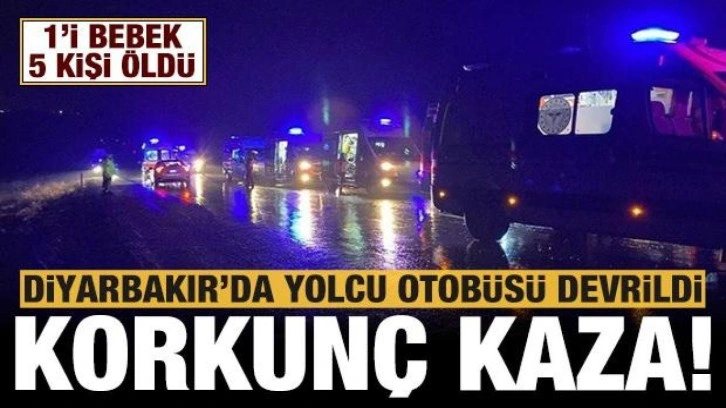 Diyarbakır’da yolcu otobüsü devrildi: 1’i bebek 5 ölü, 23 yaralı