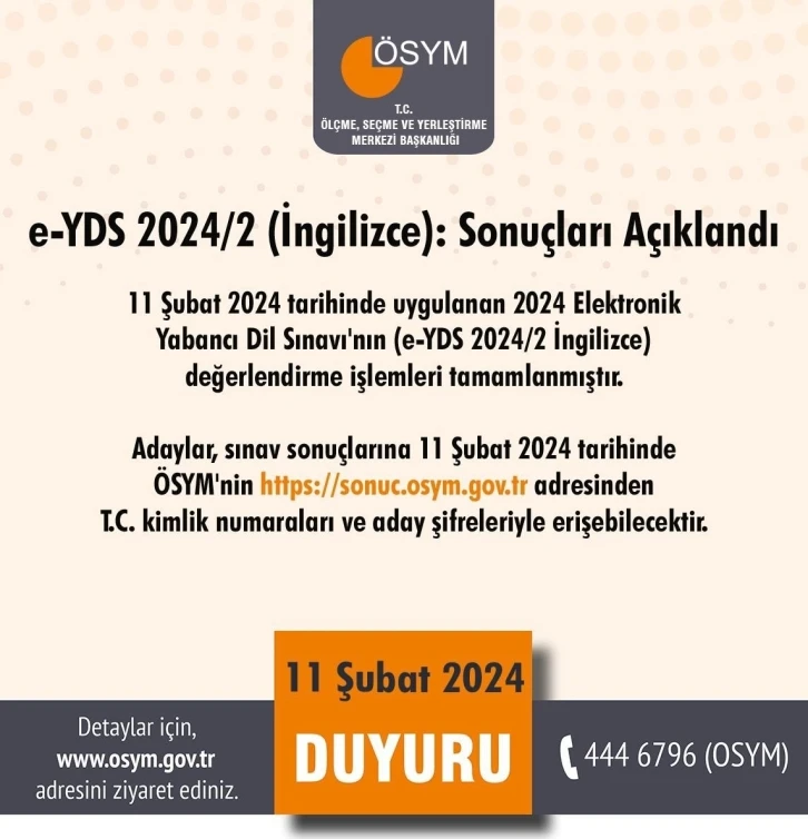 e-YDS İngilizce sonuçları açıkladı
