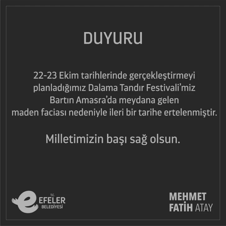 Efeler’de ’Dalama Tandır Festivali’ ertelendi
