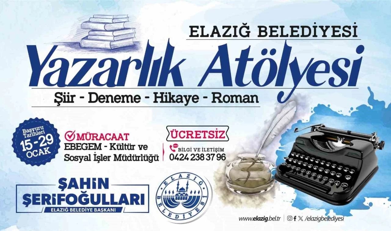 Elazığ Belediyesi 3. Yazarlık Atölyesi, yazarlığa ilgi duyanlara kapılarını açacak
