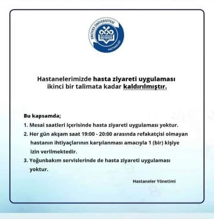 ERÜ hastaneleri ziyaretçi uygulamasını kaldırdı
