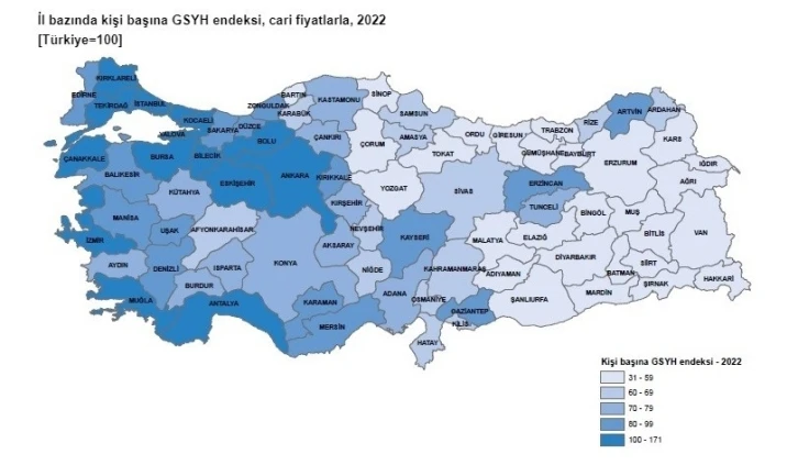 Eskişehir’de 2022 yılı GSYH 11 bin 62 dolar oldu
