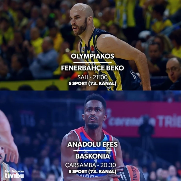 EuroLeague’de çift maç haftası Tivibu’da
