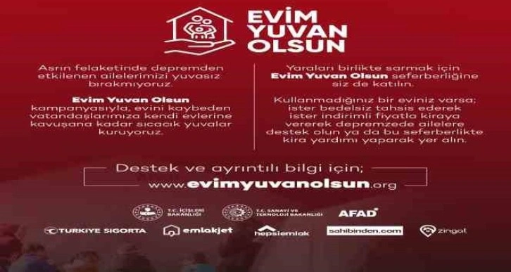 “Evim Yuvan Olsun” kampanyasına 3 günde 4 bin 568 başvuru