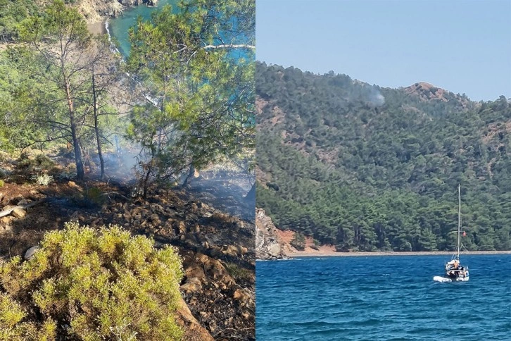 Fethiye İnlice Koyu'nda çıkan orman yangını söndürüldü