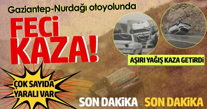 Gaziantep'in Nurdağı otobanında 2 farklı trafik kazasında çok sayıda yaralı var.